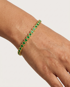 5.50 Ct Emerald Designer Tennis Bracelet 14K Gold Geometric Tennis Bracelet