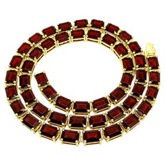 10K Yellow Gold Garnet Tennis Necklace 78Ct Natural Garnet Necklace Juhi Jewels