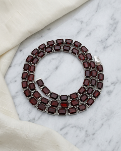 78 Ct Garnet Tennis Necklace 925 Sterling Silver Mens Garnet Necklace JuhiJewels