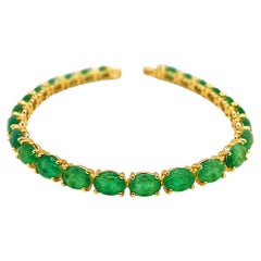 23 Ct Zambian Emerald Tennis Bracelet 14K Gold Emerald Bracelet Juhi Jewels