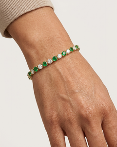 3.60 Ct Zambian Emerald Diamond Tennis Bracelet 14K Gold HI VS Diamond Bracelet