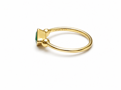 14K Gold 0.90 Ct Zambian Emerald Square Cut Dainty Ring Matte Finish Juhi Jewels