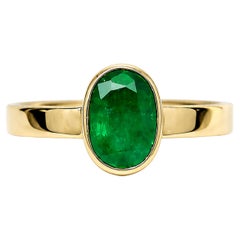 1,31 Karat Smaragd-Solitär in Zargenfassung, 14-Karat-Gold, sambischer Smaragd, klassischer Ring