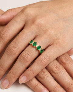 1.90 Ct Emerald Diamond Solitaire Band Four Stone ZambianEmerald Engagement Ring