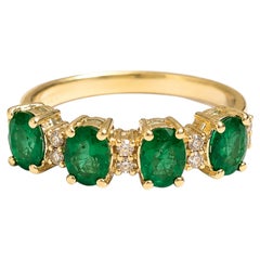 1.90 Ct Emerald Diamond Solitaire Band Four Stone ZambianEmerald Engagement Ring