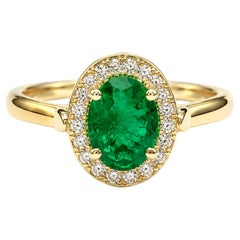 1.40 Ct Emerald Diamond Solitaire Ring 14K Yellow Gold Diamond Solitiare Band