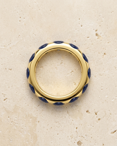 7.80 Ct Blue Sapphire Eternity Band 14K Gold Blue Sapphire Half Bezel Set Band