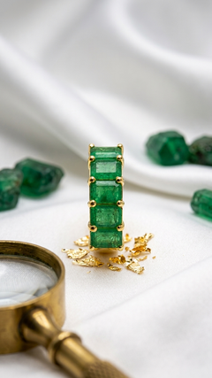 3.0 Ct Emerald Octagon Cut Five Stone Band 14K Gold Emerald Band By Juhi Jewels