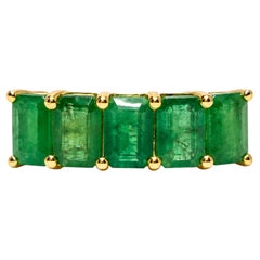 3.0 Ct Emerald Octagon Cut Five Stone Band 14K Gold Emerald Band By Juhi Jewels