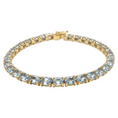 11 Ct Aquamarine Tennis Bracelet 14K Yellow Gold Aquamarine Bracelet Juhi Jewels