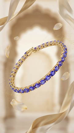 15.40 Ct Tanzanite Tennis Bracelet 14 Yellow Gold AAA Tanzanite Bracelet OvalCut