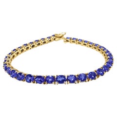 Bracciale tennis con tanzanite da 15,40 carati, in oro giallo 14, con tanzanite AAA a taglio ovale