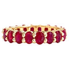4.50 Ct Ruby Eternity Band 14K Gold Mozambique Ruby Eternity Ring by Juhi Jewels