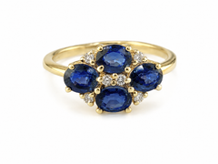 2.55 Ct Sapphire Diamond Solitaire Ring 14K Gold 4 Stone Gold Band by JuhiJewels