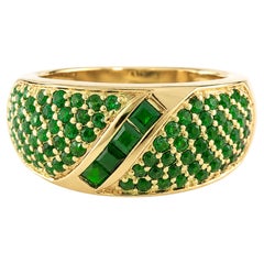 2.92 Ct Emerald Statement Band 14K Gold Zambian Emerald Engagement Band Channel