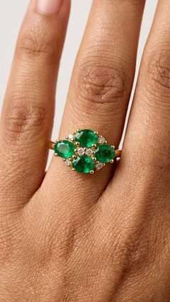 2.05 Ct Zambian Emerald Diamond Solitaire Ring 14K Gold Anniversary Ring