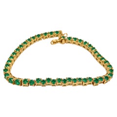 3.90 Ct Zambian Emerald Designer Bracelet 14k Gold Zigzag Designer Bracelet