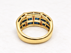 14K Sapphire Ruby Bridal Band 3.36 Ct Blue Sapphire Channel Set Yellow Gold Ring