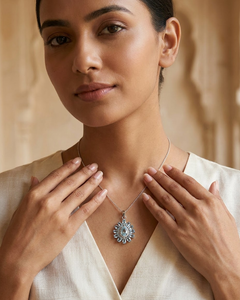 3.10 Ct Aquamarine Diamond Pendant 18K White Gold Aquamarine Diamond Pendant