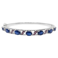 Armreif mit natürlichen blauen Saphiren und Rubinen, 4,70 Karat, 925er Sterlingsilber
