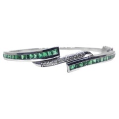 2,20 Karat Smaragd-Diamant-Brautarmreif aus Sambia – Smaragd-Armreif aus 925er Sterlingsilber