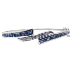 2,50 Karat blauer Saphir-Diamant-Brautarmreif aus 925er Sterlingsilber mit Saphir