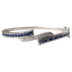 2,50 Karat blauer Saphir-Diamant-Brautarmreif aus 925er Sterlingsilber mit Saphir