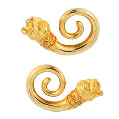 Vintage Ilias Lalaounis Lions Head Gold Earrings