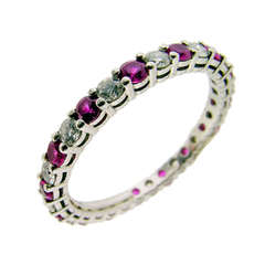 Retro Tiffany & Co. Pink Sapphire Diamond Platinum Eternity Band