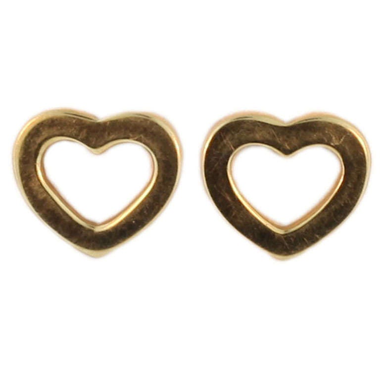 Tiffany & Co Gold Open Heart Earrings For Sale