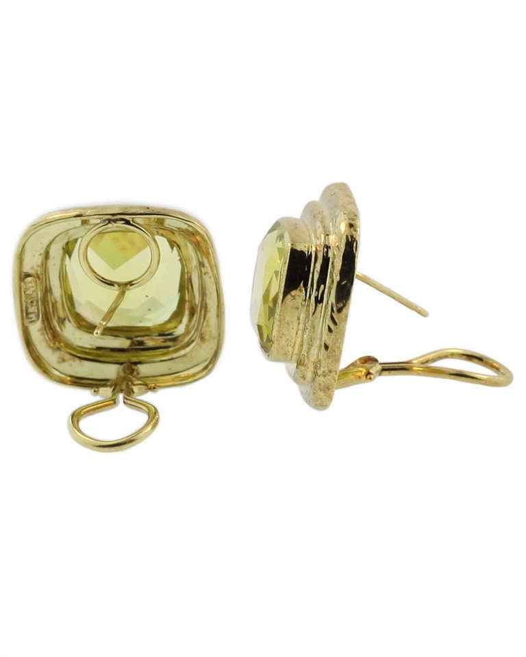 Lemon Quartz Yellow Gold Earrings