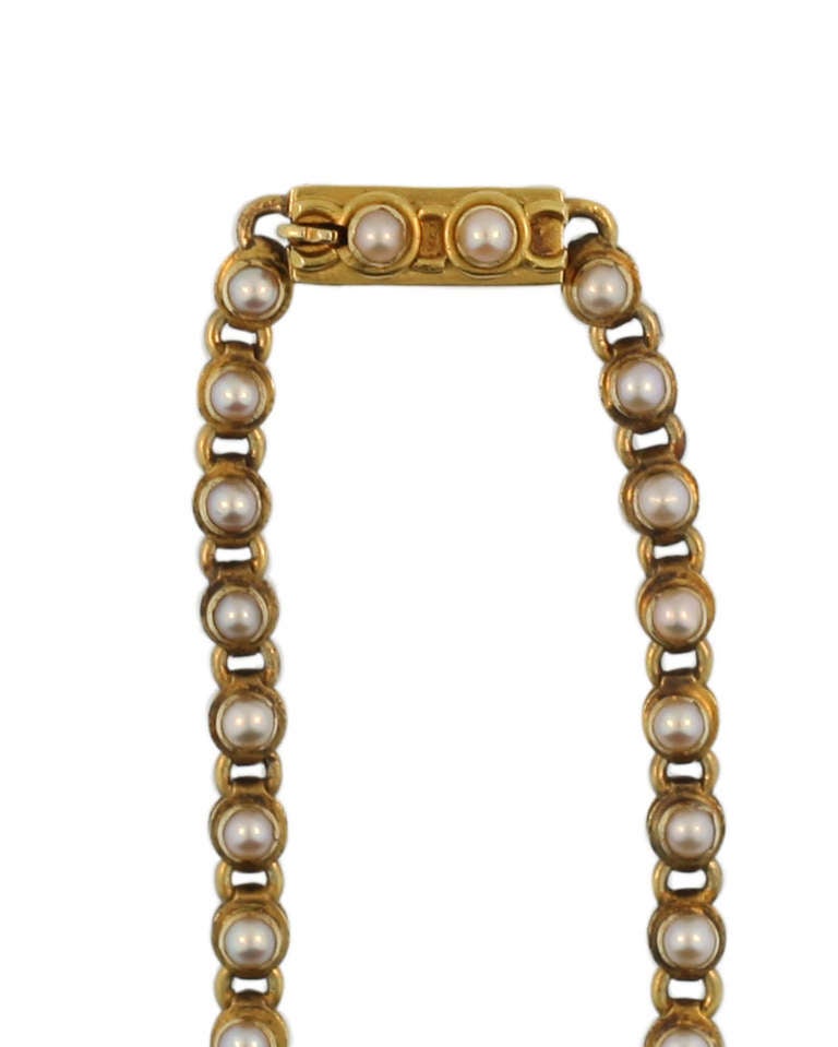 Victorian Split Pearl Gold Necklace In Good Condition For Sale In Toronto, ON