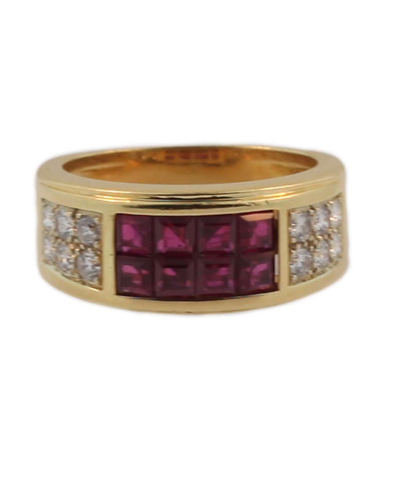 Cartier Invisibly Set Ruby Diamond Gold Ring