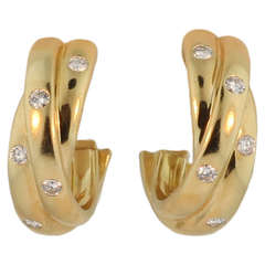 Retro Cartier Trinity Diamond Gold Earrings