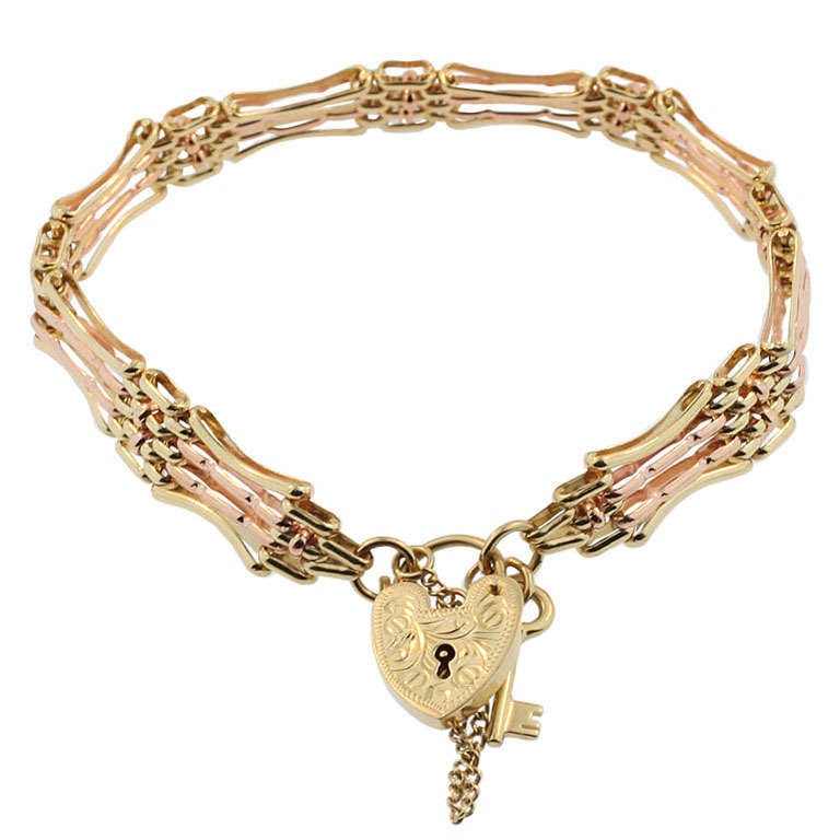 Yellow and Rose Gold Gate Bracelet For Sale