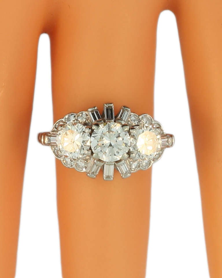 Birks Diamond Platinum Three Stone Ring In Excellent Condition For Sale In Toronto, ON