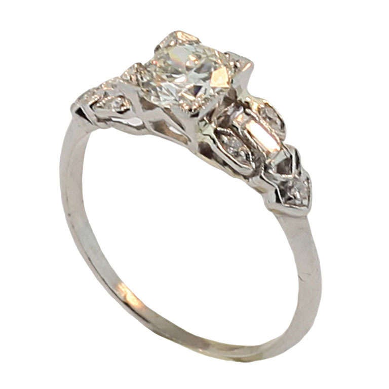 Art Deco Diamond and Platinum Ring For Sale