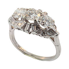 Birks Diamond Platinum Three Stone Ring