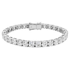 16.53 Carat Round Diamond Tennis Bracelet in 18K White Gold