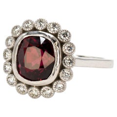 Edwardian Style 2.78 Carat GIA Burmese Spinel and Diamond Halo White Gold Ring