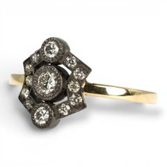 Two-Tone Gold Georgian Inspired Shield Shaped Diamond Ring