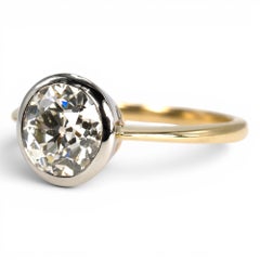 1.63 Carat Old European Cut Two-Tone Bezel Set Diamond Solitaire