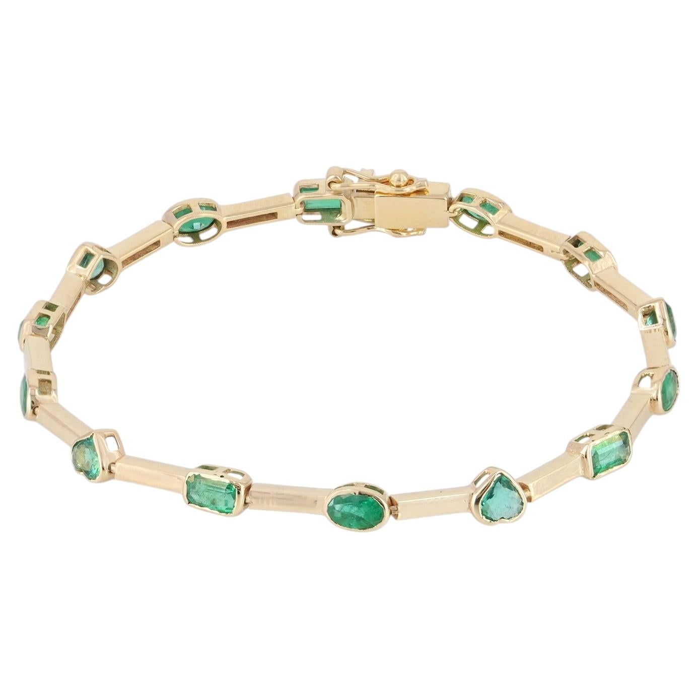 Zambian Emerald Bracelet 14k Yellow Gold Delicate Fine Jewelry 7"