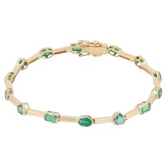 Sambischen Smaragd Armband 14k Gelbgold Delicate Fine Jewelry 7"