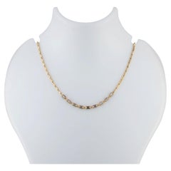 Diamond Ruby Emerald 14kt Gold Delicate Link Choker Necklace Jewelry Art Deco