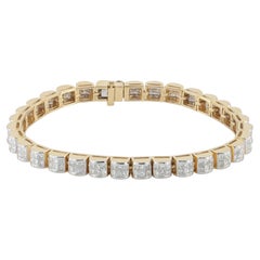 14K Yellow Gold 4.34 Ct Princess Cut Diamond Tennis Bracelet for Wedding Jewelry