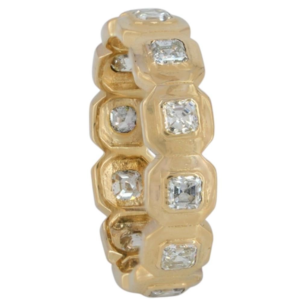 14K Yellow Gold 1.30 Ct Asscher Cut Diamond Eternity Band Engagement Ring