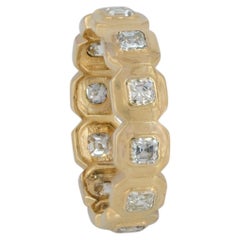 14K Yellow Gold 1.30 Ct Asscher Cut Diamond Eternity Band Engagement Ring