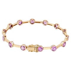 Zafiro rosa auténtico Piedra preciosa Oro amarillo macizo de 14k Joyas de pulsera de diseño