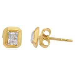 Stud Earrings Solid 14k Yellow Gold Jewelry Lab Grown Diamond Push Back